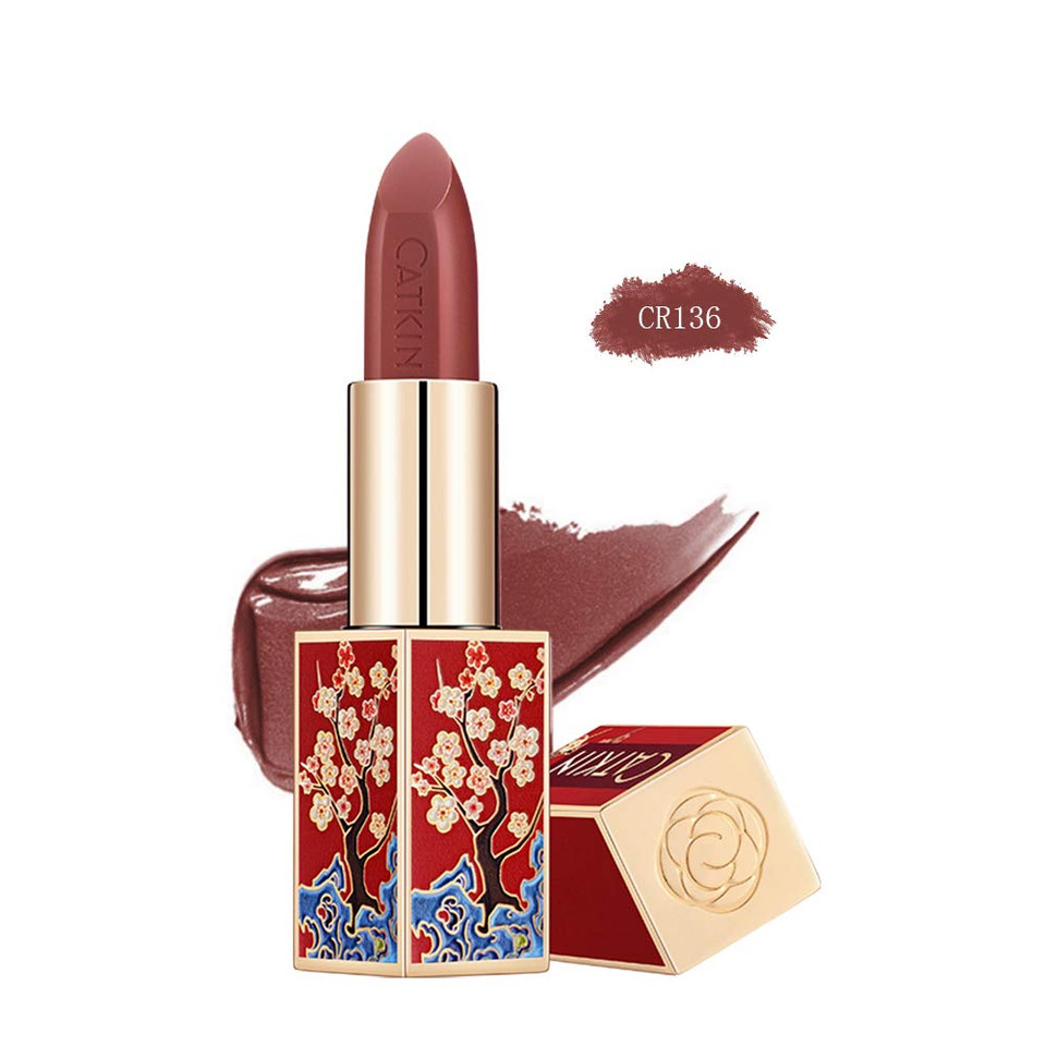 Catkin Moist Lipstick Hydrating High Impact Color Infused With Vitamin E And Avocado Oil Smooth Soft Texture Long Lasting Rose Glow Finish 136