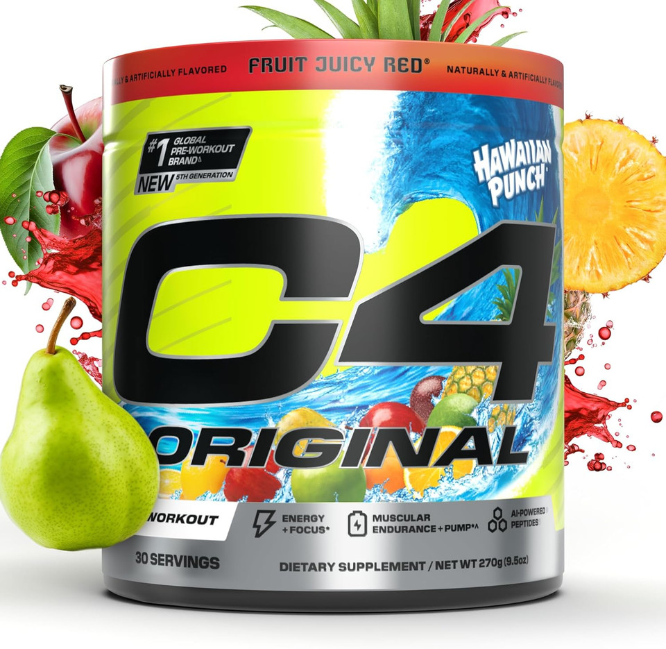 Cellucor C4 Original Pre Workout Powder Sugar Free For Men & Women 200Mg Caffeine + Carnosyn Beta-Alanine + Creatine + Ai Peptides - Hawaiian Punch, 30 Servings