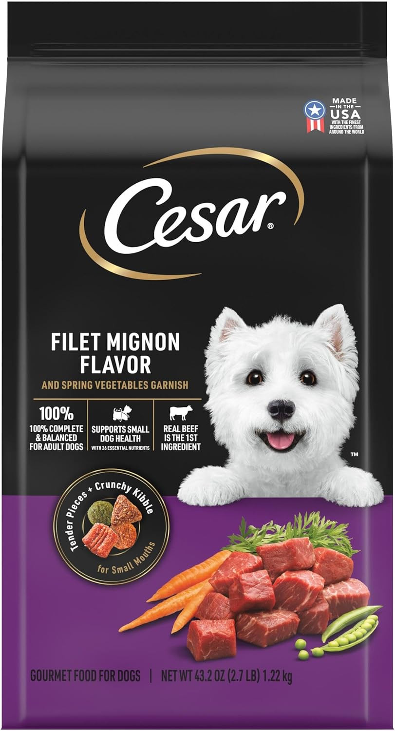 Cesar Small Breed Dry Dog Food Filet Mignon Flavor And Spring Vegetables Garnish, 2.7 Lb. Bag