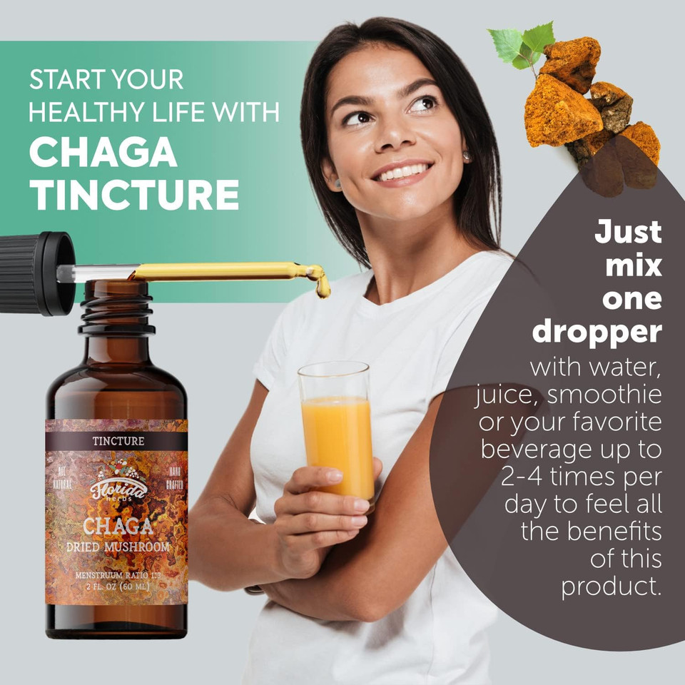 Chaga Tincture, Wild Harvested Chaga Extract (Inonotus Obliquus) Dried Mushroom
