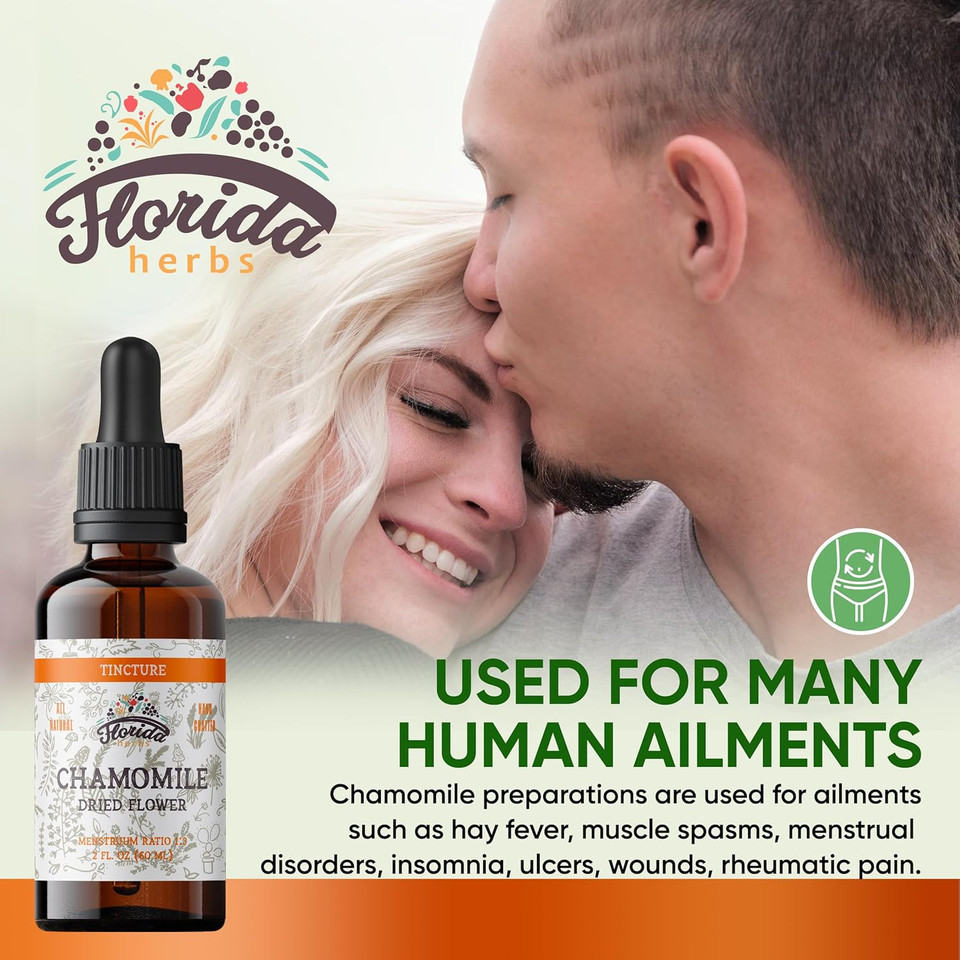 Chamomile Tincture, Organic Chamomile Extract (Matricaria Recutita) Flowers