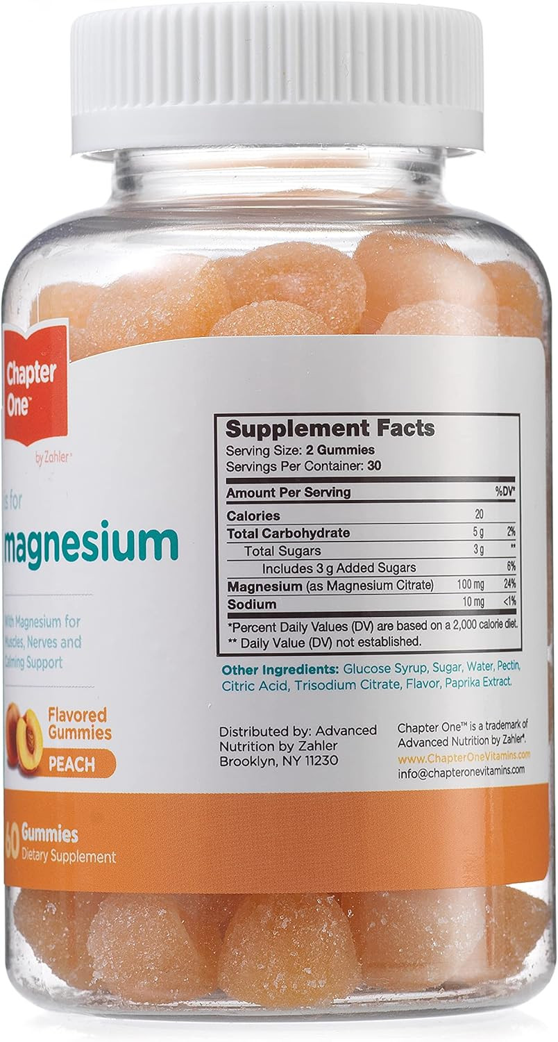 Chapter One Magnesium Gummies For Kids & Adults - Natural Calm Gummies - Calm Magnesium Citrate - Bone And Muscle Function Supplements For Kids & Adults - Mood Support, Kosher Raspberry Flavor (120)