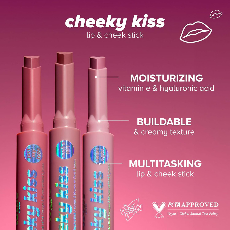 Cheeky Kiss In Such A Flirt, Multi-Tasking Lip & Cheek Color Stick, Easy-To-Apply Blusher & Lipstick, Infused With Hyaluronic Acid & Vitamin E