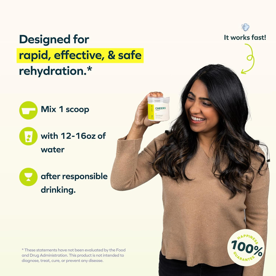 Cheers Hydrate | Oral Rehydration Solution | Electrolytes For Rapid Hydration | Lemon Lime Flavor | 24 Servings | Electrolyte Supplement With Sodium, Potassium, Glucose