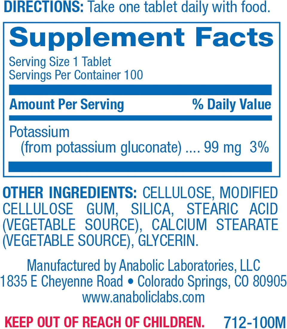 Chelated Potassium Gluconate Supplement - Clinical High Absorption Potassium Supplement For Fluid Balance Kidney Heart Muscle And Nerve Support - Vegan Non-Gmo & Made In The Usa - 100 Servings