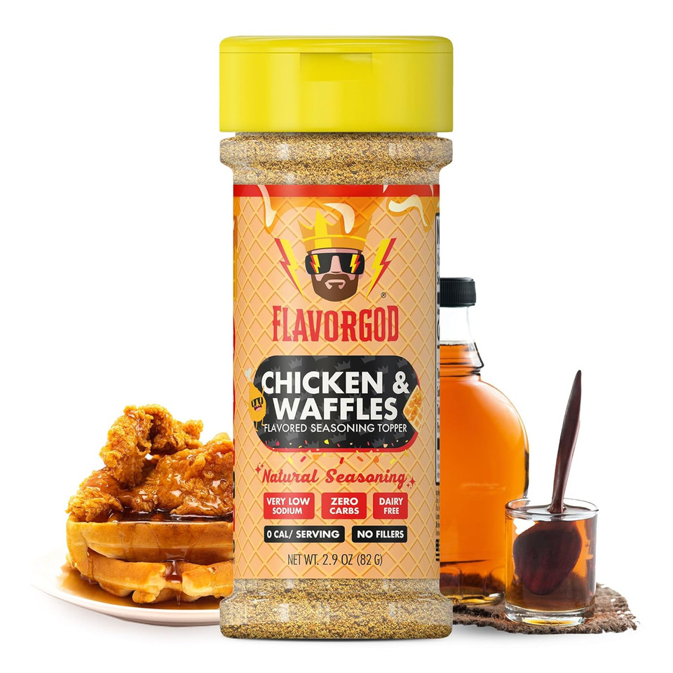 Chicken & Waffles Seasoning Topper Mix By Flavor God - Premium All Natural & Healthy Spice Blend For Chicken, Pasta & Vegetables - Kosher, Low Sodium, & Gluten-Free - Great Flavor Spices And Seasoning Gift