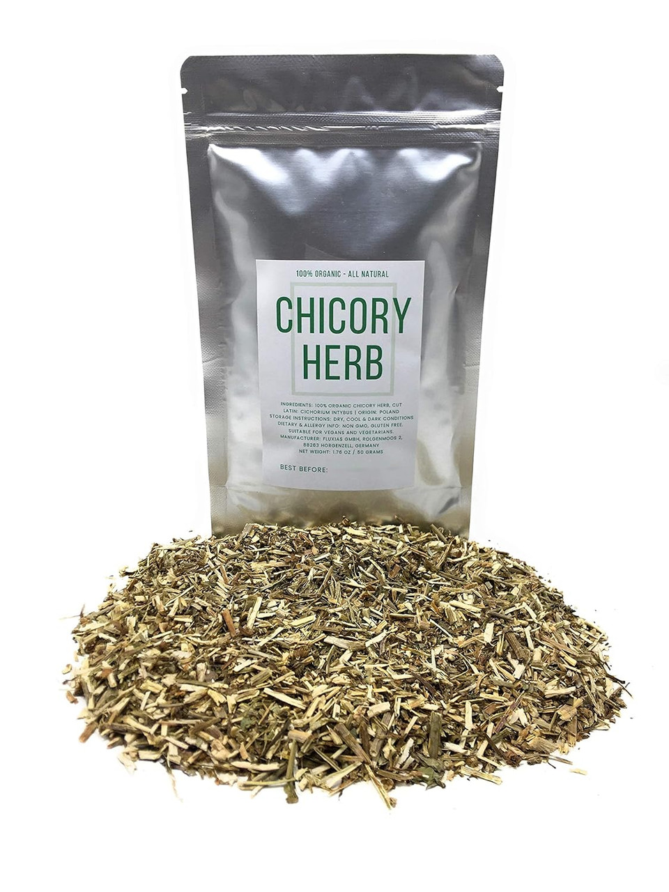 Chicory Herb - Dried, Cut & Natural Cichorium Intybus - Net Weight: 1.76 Oz / 50 Grams