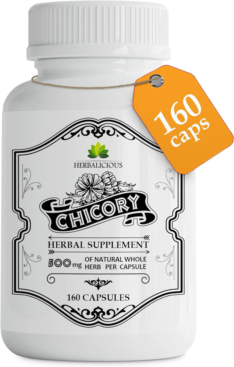 Chicory Root Supplement - Organic Inulin Powder Prebiotic Pills For Women & Men - Natural Herbal Support For Immune System - 160 Capsules