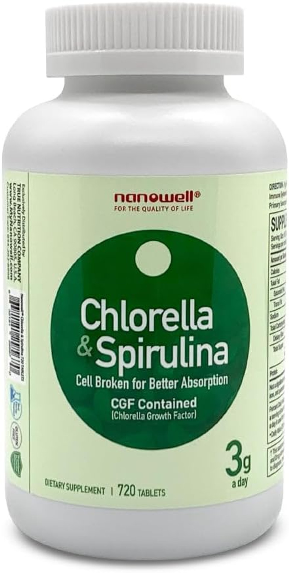 Chlorella & Spirulina 720 Tablets - Chlorella, Spirulina, Antioxidants, Vitamins, Rich In Proteins, Broken Cell Wall (720 Count)