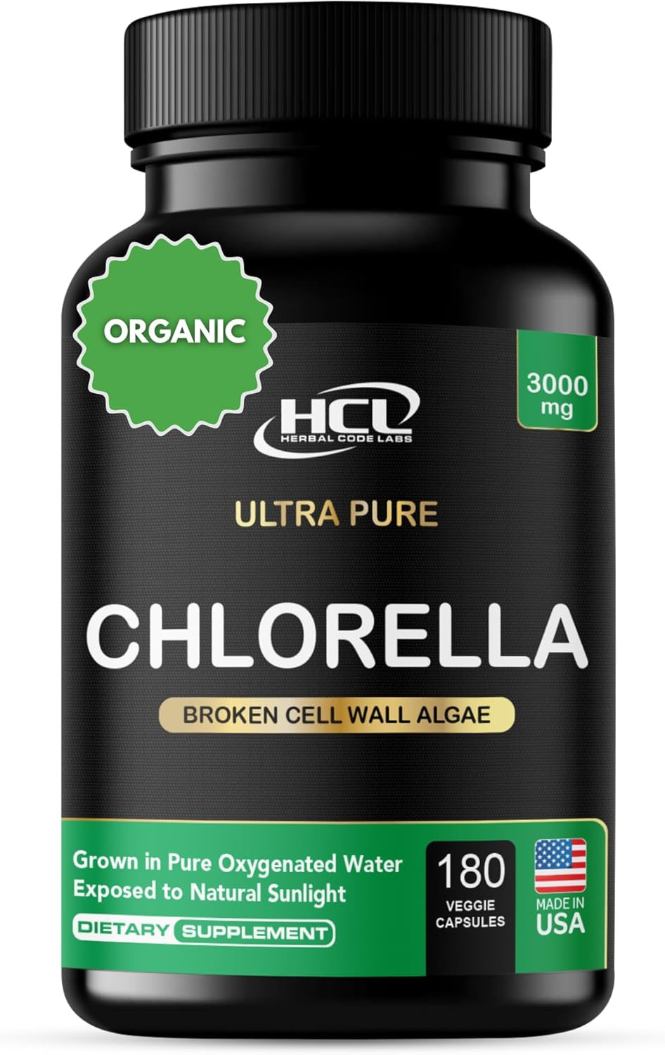 Chlorella Capsules Organic 3000 Mg - Cracked Cell Wall Blue Green Algae Supplement - Best Natural Detox Cleanse - Plant Vitamins Minerals Chlorophyll Vegan Protein Powder Pills - Made In Usa
