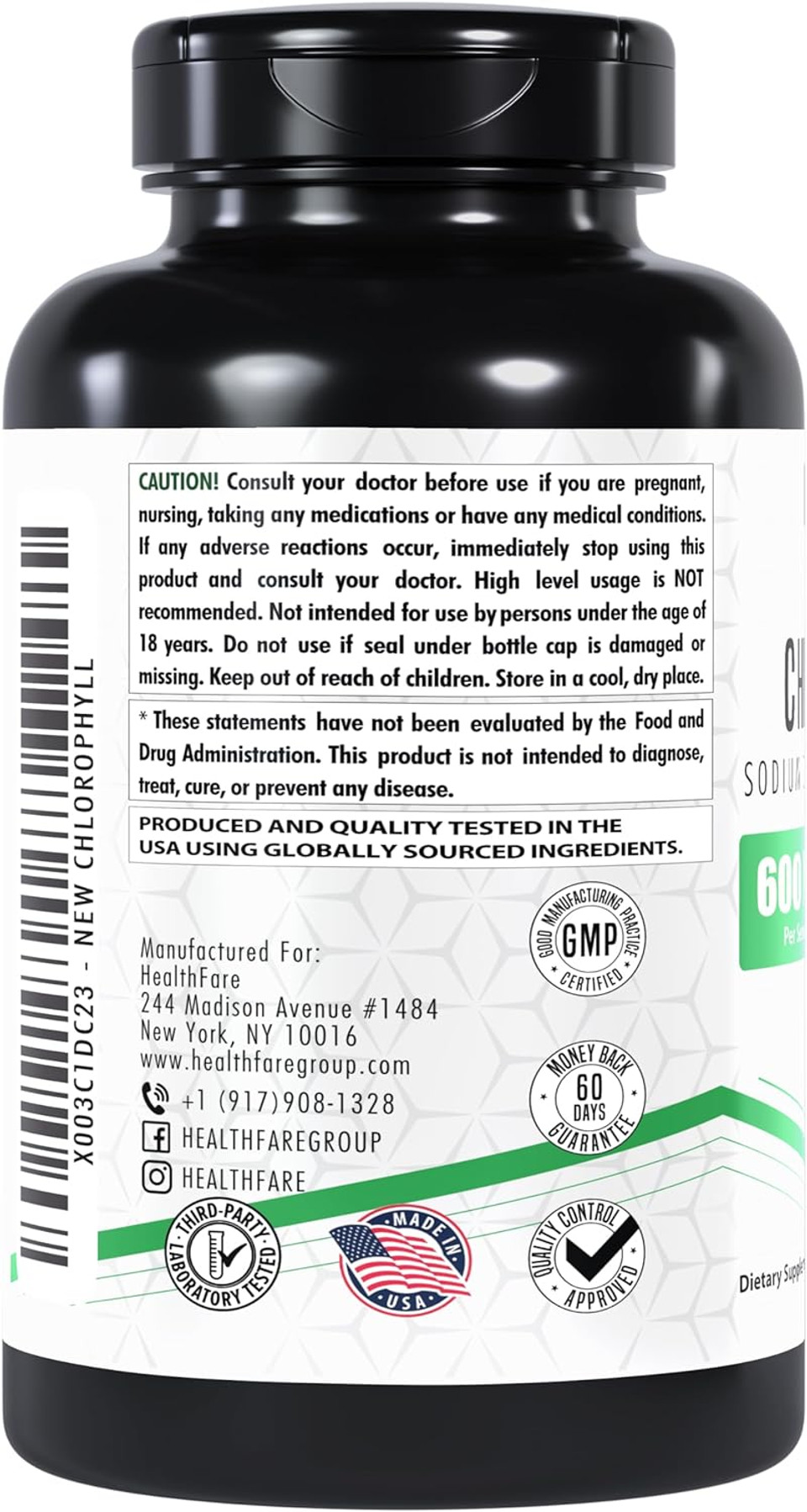 Chlorophyll Capsules 600Mg | 150 Veg Capsules | Premium Plant-Based Formula | Naturally Sourced | Made In The Usa