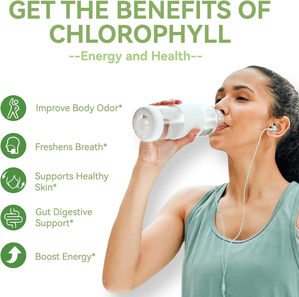 Chlorophyll Gummies For Body Odor Deodorant*, Sugar Free Chewable Chlorophyll For Immune Support Women Vegan Non-Gmo, 60 Count (Lemon)