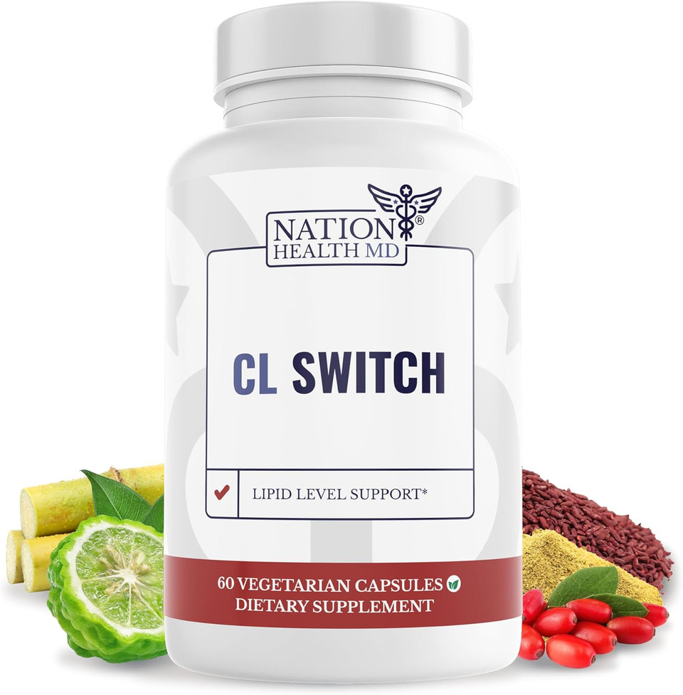 Cl Switch  Heart Wellness Supplement  Supports Healthy Cholesterol Levels & Blood Pressure Already In Normal Range*  With Citrus Bergamot, Berberine, Red Yeast Rice & More  60 Capsules