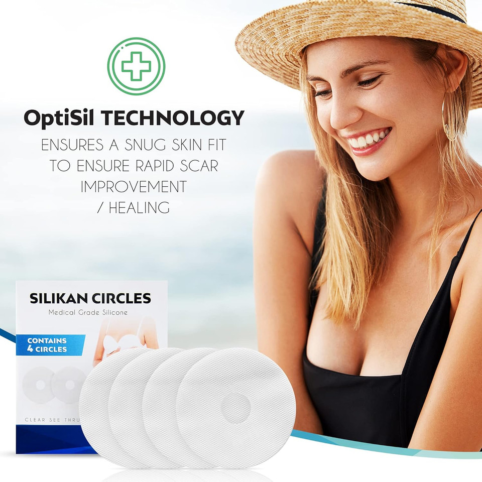Clear Areola Silicone Scar Circles & Xlong Silicone Scar Tape Roll 1.6 X 120 - Ideal For Breast Surgery Recovery, Mastectomy, Breast Lift, Stretch Scar Removal - Scar Keloid Bump Removal Fix