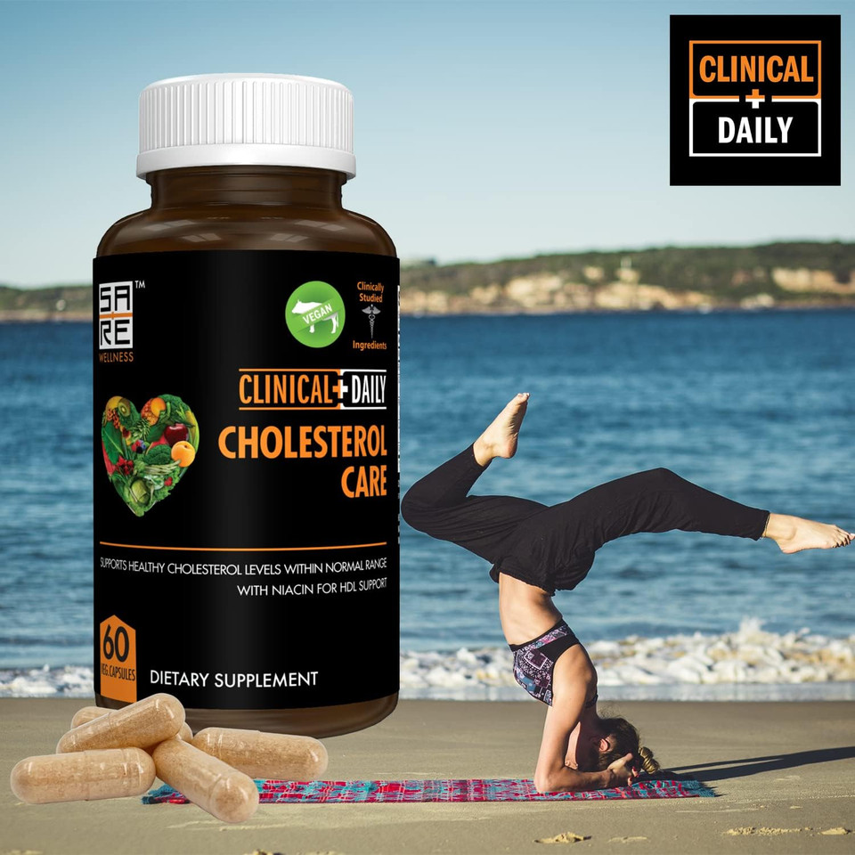 Clinical Daily Cholesterol Care Supplement. Vegan Cholesterol And Triglyceride Supplements. Plant Sterols Supplements Cholesterol Support With Guggul, Garlic, Niacin. 60 Capsules