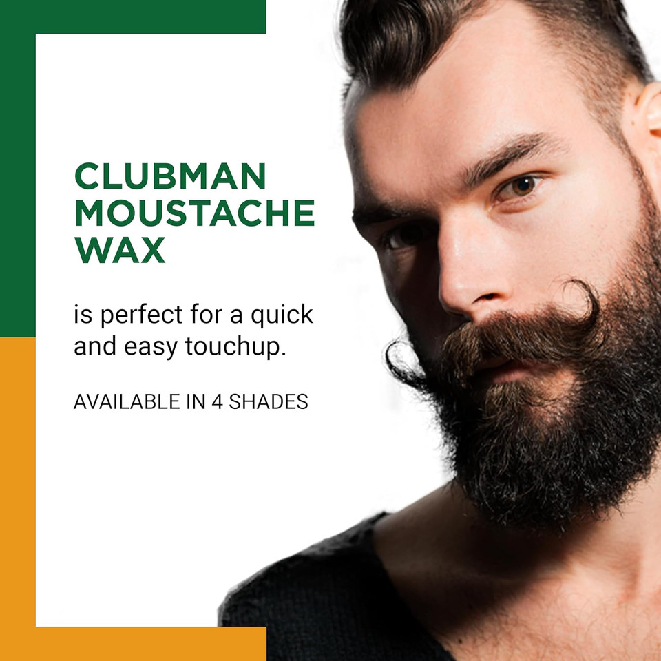 Clubman Pinaud Moustache Wax With Free Brush/Comb Applicator Brown, 0.5 Ounce