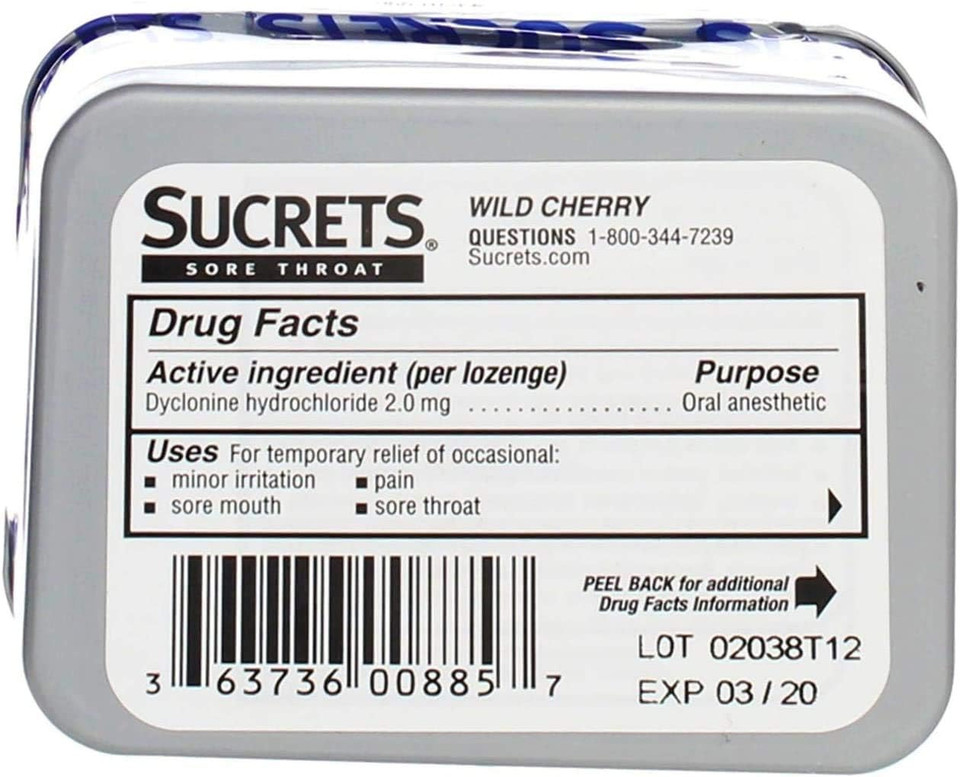 Sucrets Sore Throat Lozenges, Wild Cherry Flavor, 18 Count (4 Pack)