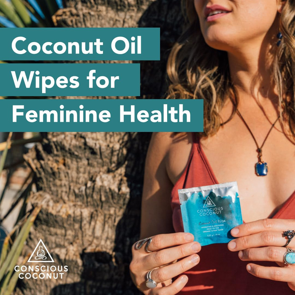 Coconut Oil Wipes For Feminine Health, Organic Vulva Moisturizer Wipe, Feminine Oil Wipe, Menopausal Support