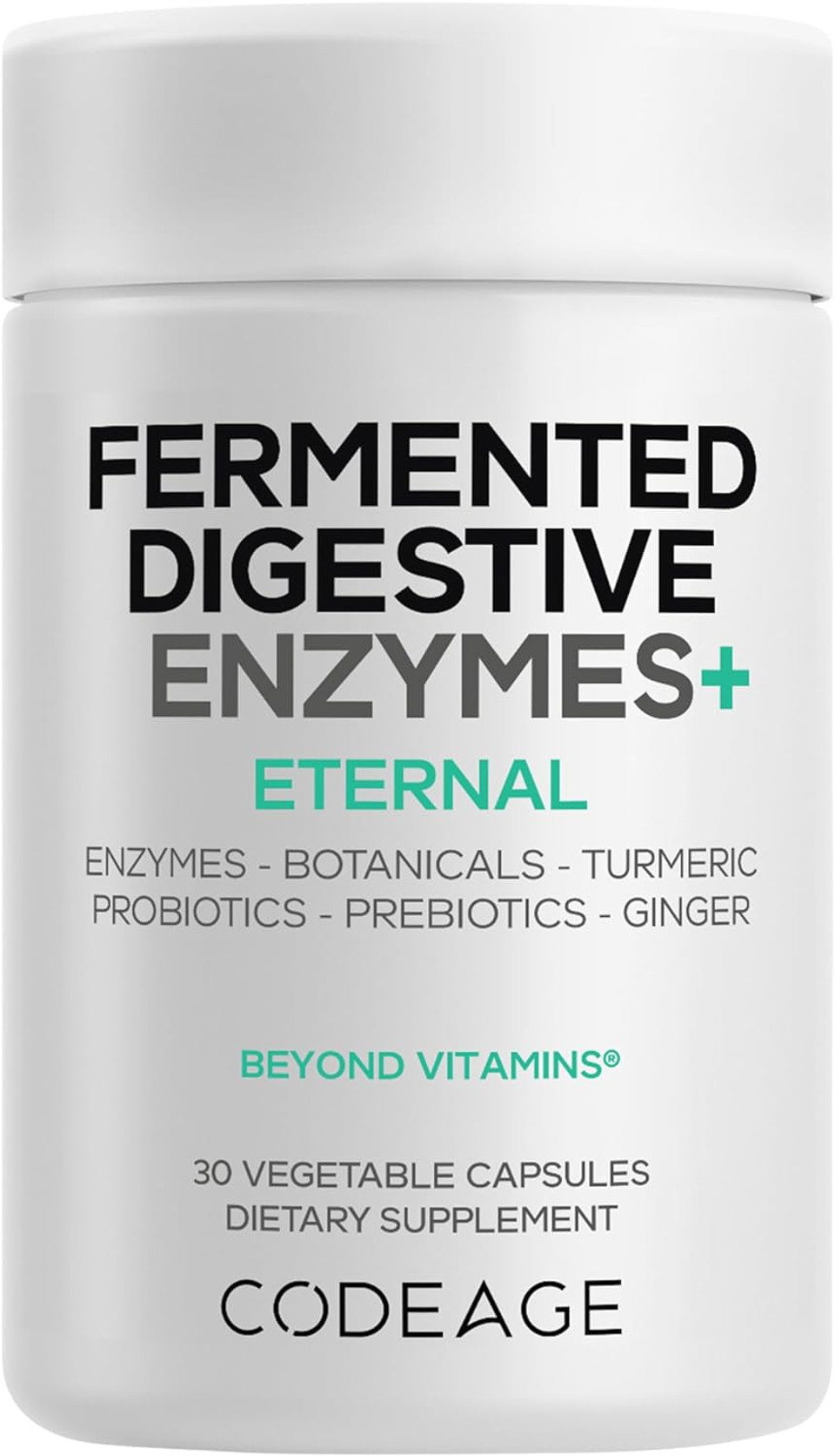 Codeage Fermented Digestive Enzymes Supplement - 14 Digestive Enzymes, Probiotics, Prebiotics, Fermented Botanicals, Plant-Based Multi Pancreatic Enzymes - 1 Capsule A Day - 30 Capsules
