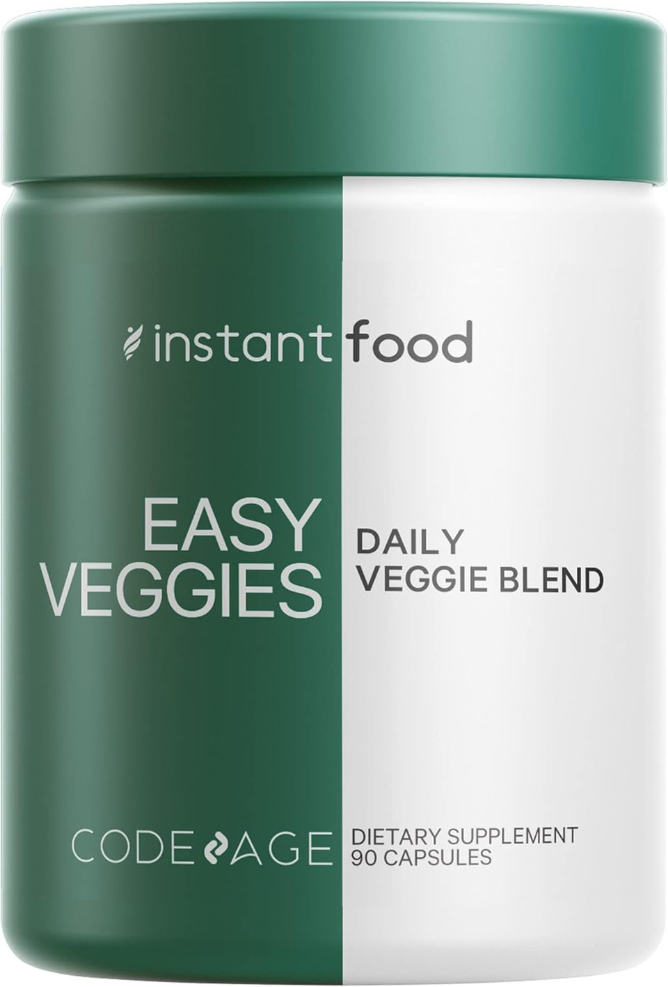 Codeage Instantfood Easy Veggies, Over 15 Vegetable Powders Equivalent All-In-One, Daily Vegan Blend, Whole Food Greens Vitamins Supplement Capsules, Phytonutrients Multivitamin, Non-Gmo, 90 Capsules