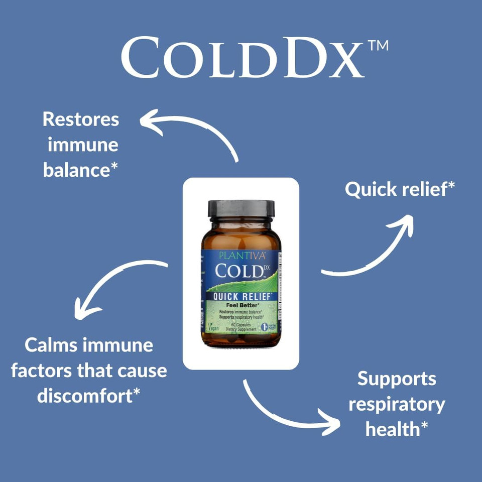 Colddx Natural Herbal Defense & Respiratory Health Support Supplement - Non-Drowsy, Stimulant Free, Quick Relief - Vegan, Plant-Based - 60 Capsules