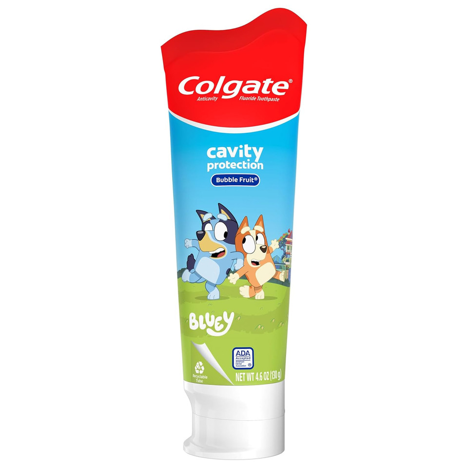 Colgate Kids Bluey Toothpaste With Fluoride, Fights Cavities, Mild Fruit Flavor, Sugar Free, 4.6 Oz Tube