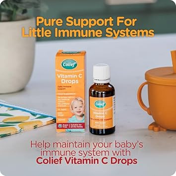 Colief Vitamin C Drops For Babies | Daily Immune Support For Infants Age +1 | Diary, Gluten And Preservative Free | Supports Development Of Healthy Bones And Teeth | 600 Drops