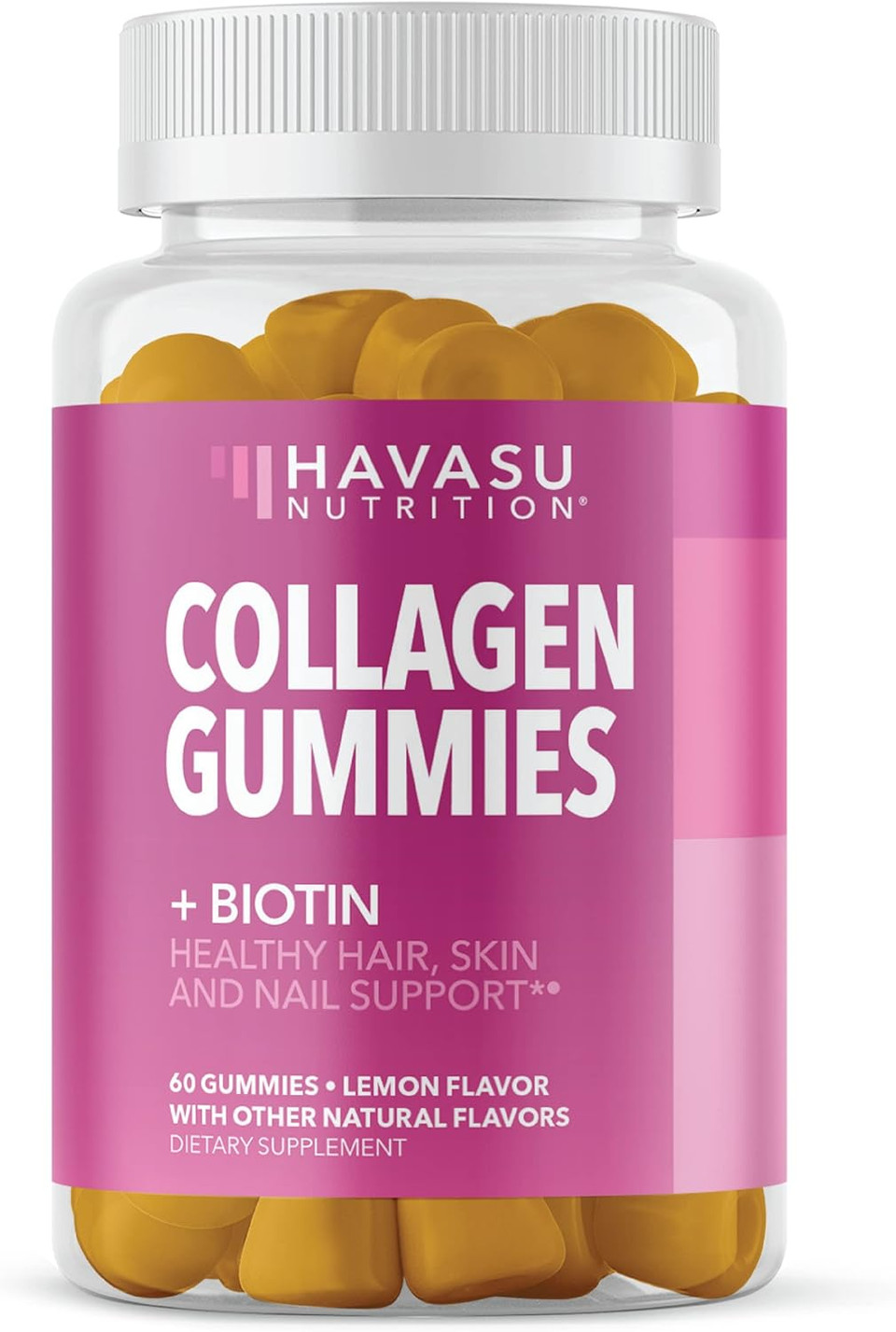 Collagen Gummies For Women And Men With 2500Mcg Biotin, Zinc, Vitamin C & E - Hydrolyzed Collagen Gummies For Hair, Skin & Nail Support - Biotin And Collagen Gummies - Lemon Flavor - 30 Servings