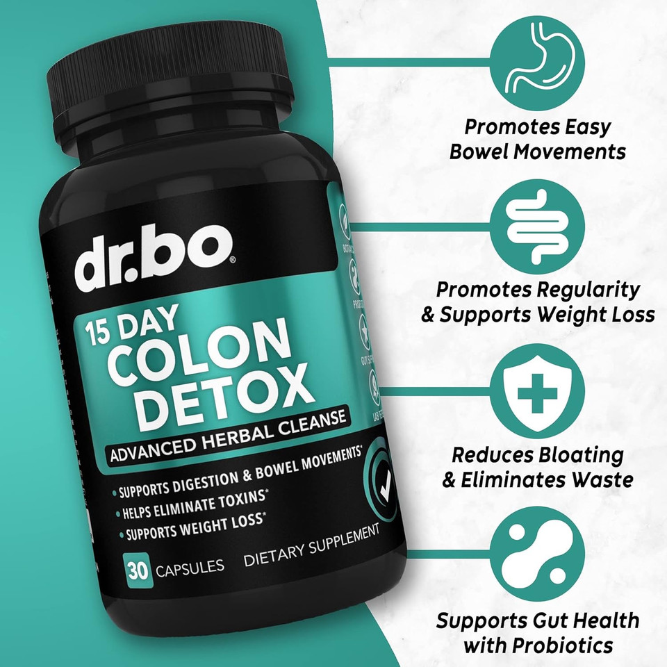 Colon Cleanser Detox Supplement Capsules - 15 Day Colon Cleanse Pills & Probiotic Herbal Formula - Daily Cleansing Bowel Movement Supplements For Intestinal Stomach Bloating Digestive Gut Support