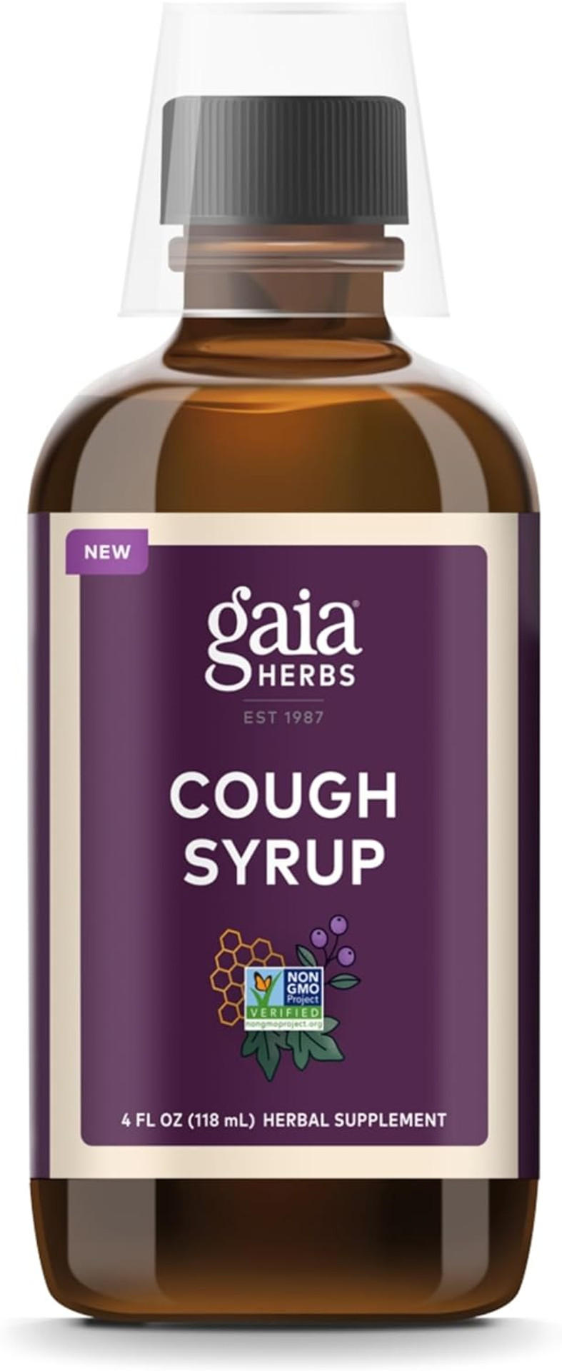 Gaia Herbs Cough Syrup Original - Soothes Occasional Dry Coughs - with Honey, Ivy Leaf, Black Elderberry - 4 Fl Oz