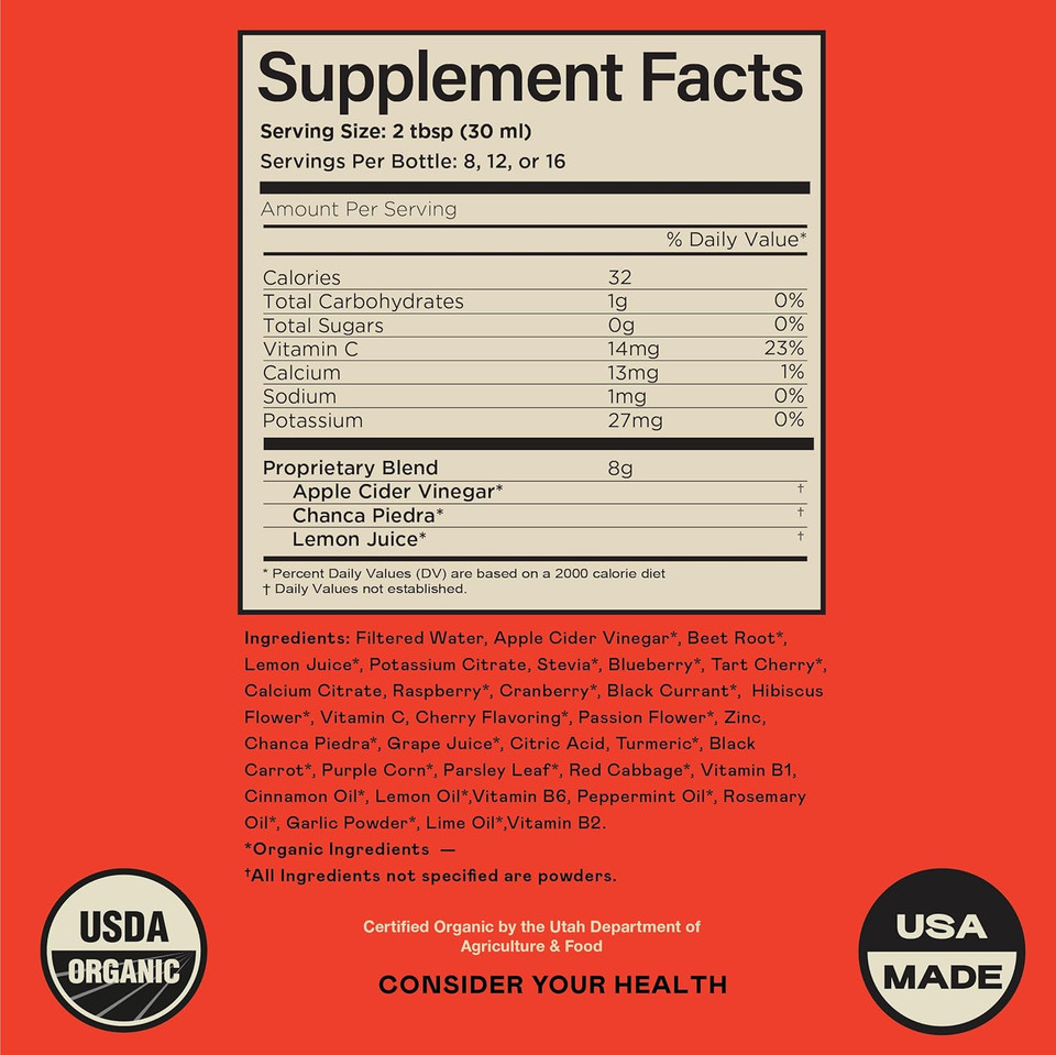 Complete Natural Products Kidney Complete - 16Oz Liquid Dietary Supplement For Kidney Support, Cleanse, And Detox With Apple Cider Vinegar, Lemon, & Organic Chanca Piedra