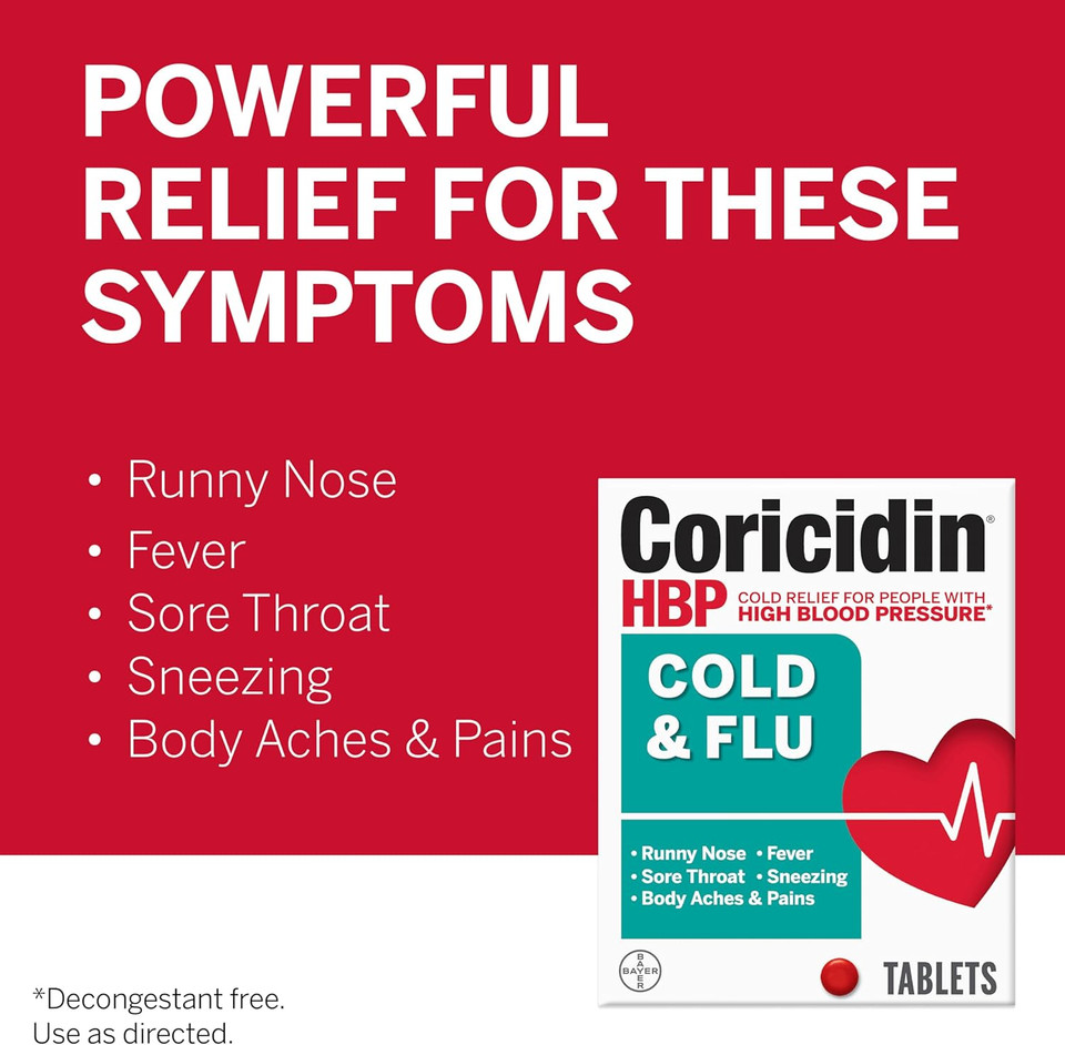 Coricidin Hbp Tablets Cold & Flu 40Ct