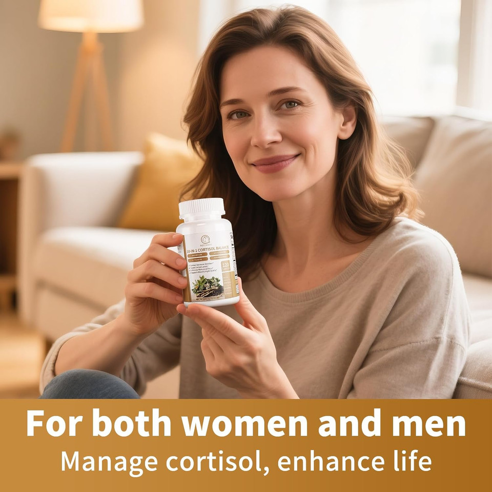 Cortisol Supplements For Women & Men - 10-In-1 Cortisol Reducer Manager Detox With Ashwagandha, Magnesium - Lower High Cortisol Levels, Relaxation & Night Support, Non-Gmo, 120 Capsules