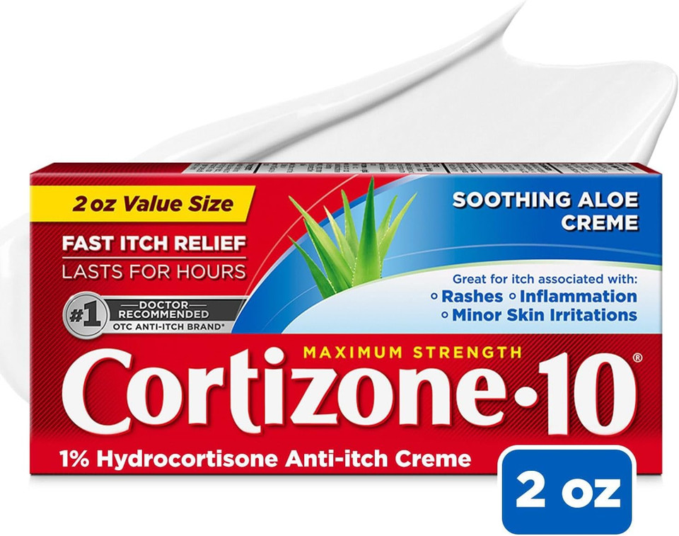 Cortizone 10 Maximum Strength Anti-Itch Cream With Soothing Aloe, 1% Hydrocortisone Creme, 2 Oz. & Maximum Strength Intensive Healing Lotion For Eczema, 1% Hydrocortisone, 3.5 Oz