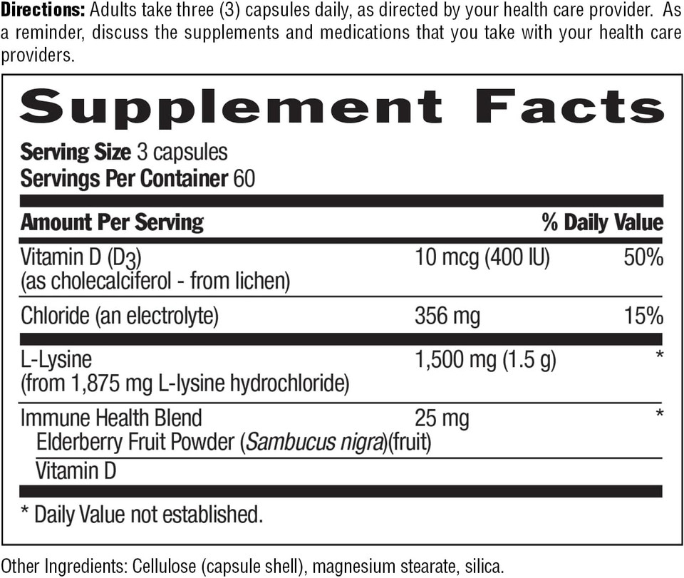 Country Life L-Lysine 1500Mg Capsules With Vitamin D & Elderberry  Advanced Immune Support And Collagen Renewal  Certified Gluten-Free & Vegan  180 Capsules