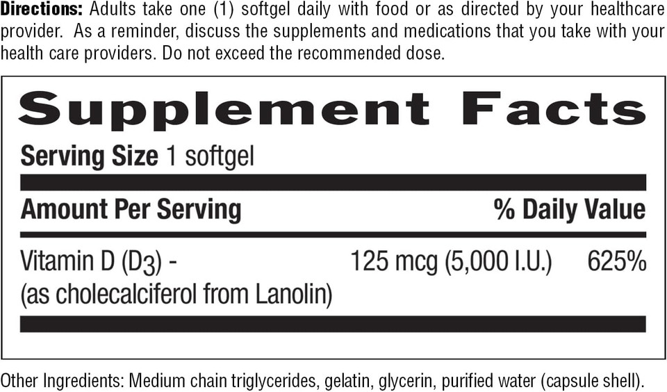 Country Life Vitamin D3 5000 Iu  High Potency, Non-Fish Source, Supports Bone Health, Immune Function & Calcium Absorption  365 Softgels, Certified Gluten-Free, Long-Term Supply