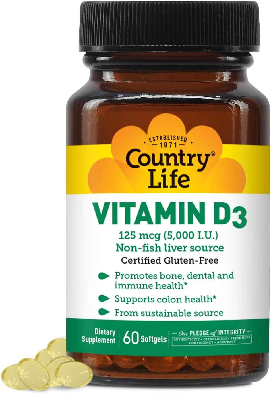 Country Life Vitamin D3 5000 Iu, 60 Ct