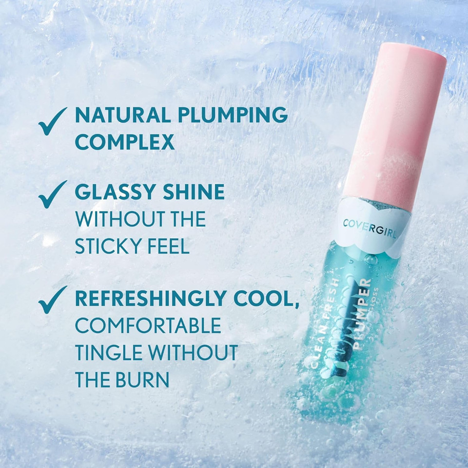 Covergirl Clean Fresh Yummy Plumper Lip Gloss, 720 Like You A Choco-Lot, Shiny, Vegan Formula, Easy To Apply, Minty Flavor, 0.33Oz