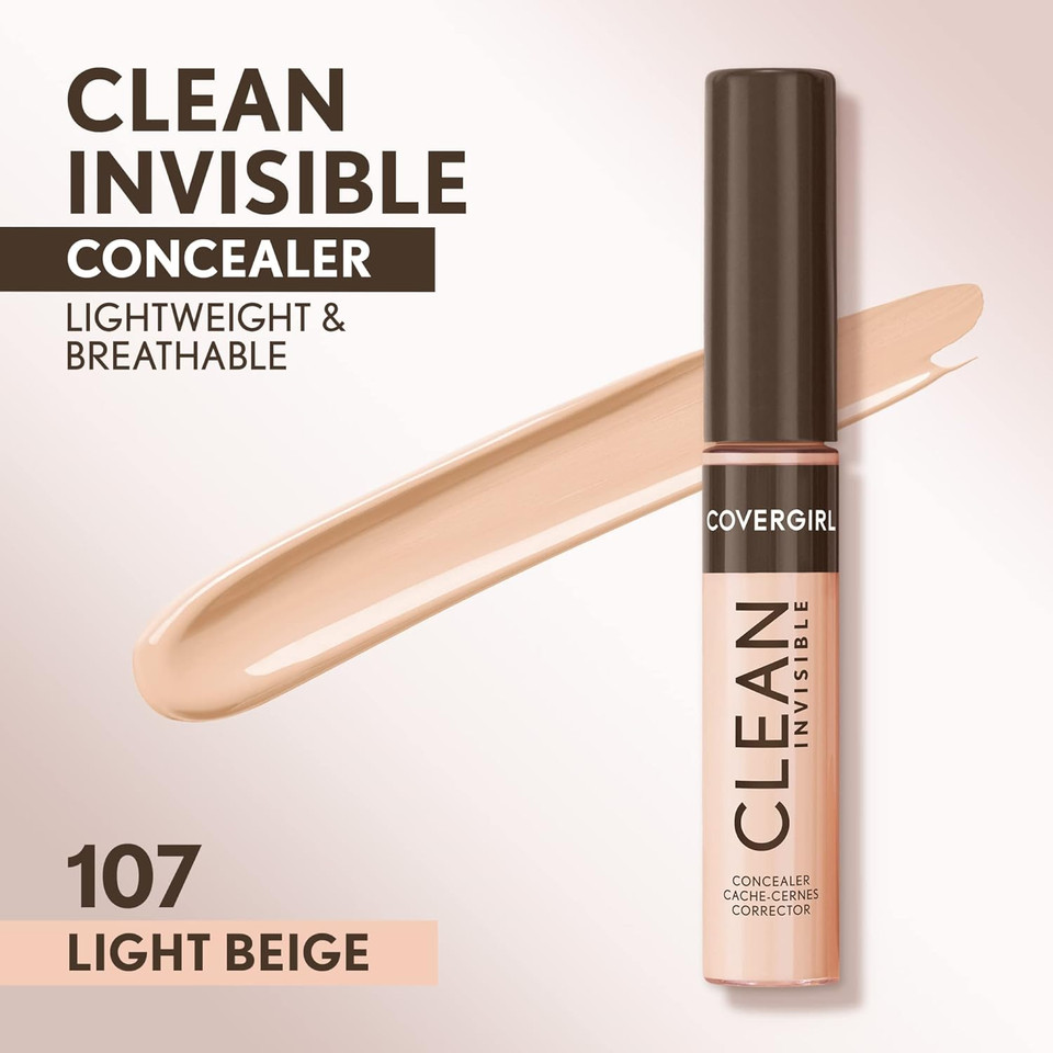 Covergirl Clean Invisible Concealer, Lightweight, Hydrating, Vegan Formula, Porcelain 101, 0.23Oz