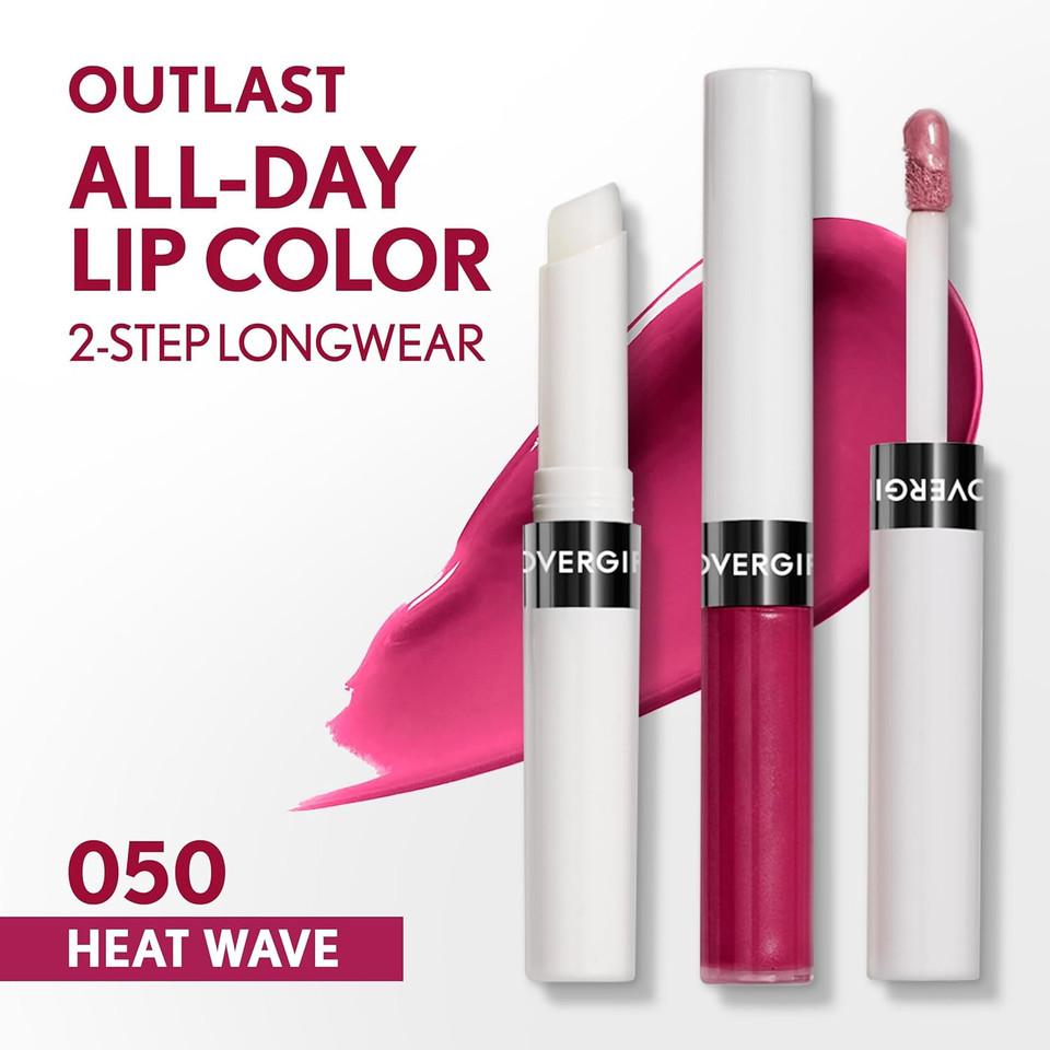 Covergirl Outlast All-Day, 050 Heat Wave, Lip Color, 24-Hour Wear, Hydrating Balm, Kiss-Proof, Moisturizing, Vegan Formula, 0.07Oz/0.08Oz