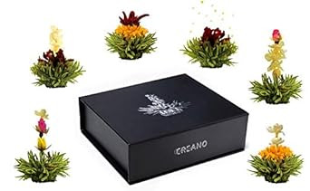 Creano Tea Flowers Mix 6Pcs Set Blooming Tea Green Tea In Elegant Magnetic Box With Silver Embossing