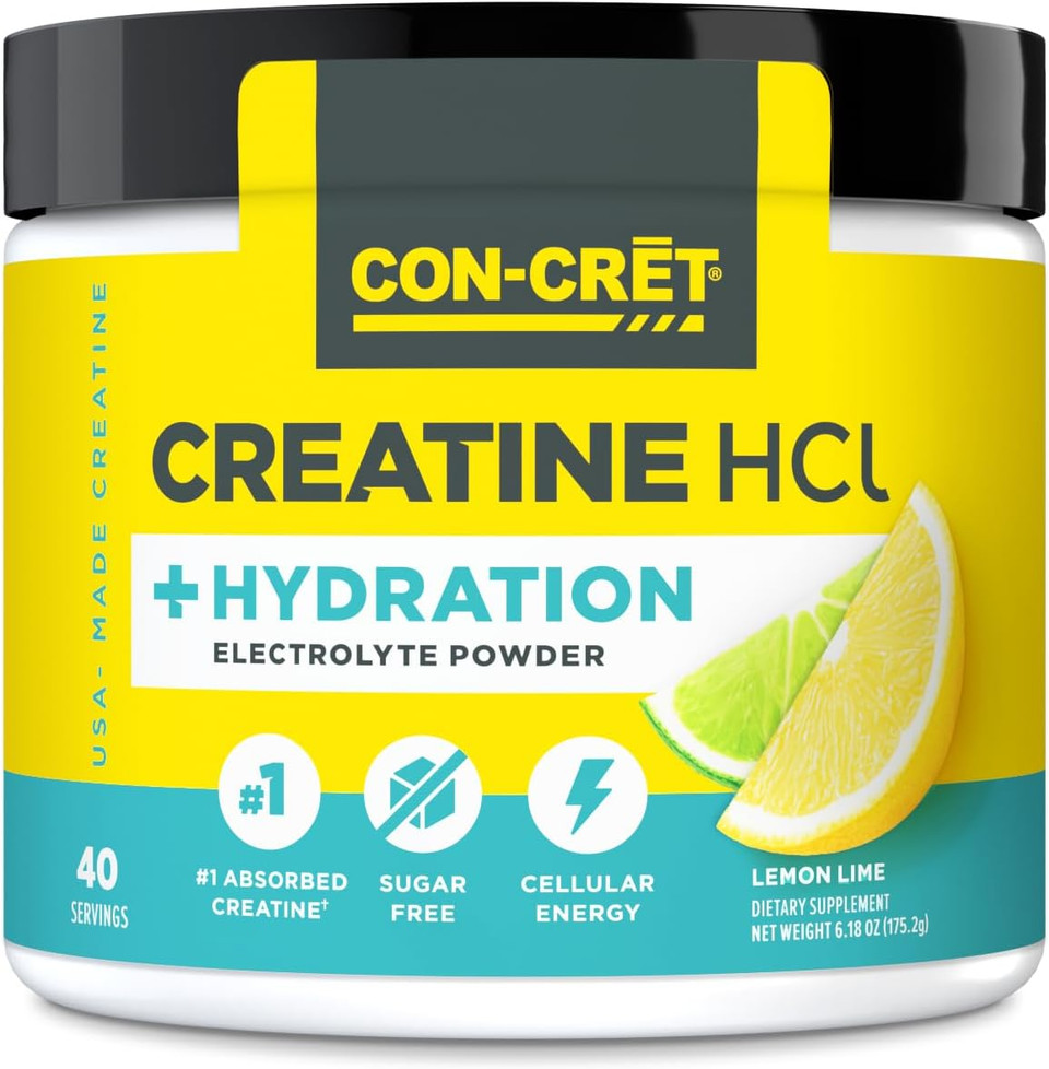 Creatine Hcl + Hydration | Electrolyte Powder Tub | Lemon Lime | Sugar Free Electrolytes | Rehydration Formula W Potassium, Sodium, Zinc, Magnesium To Hydrate & Recover (40 Serv)