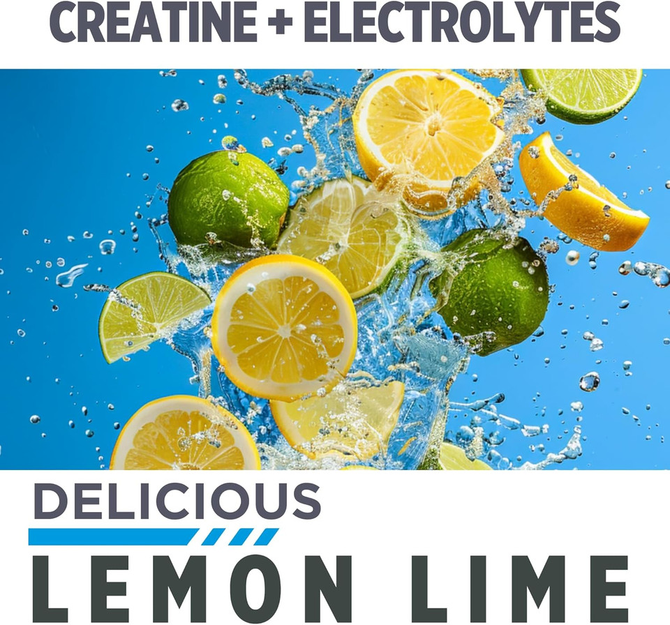 Creatine Hcl + Hydration | Electrolyte Powder Tub | Lemon Lime | Sugar Free Electrolytes | Rehydration Formula W Potassium, Sodium, Zinc, Magnesium To Hydrate & Recover (40 Serv)