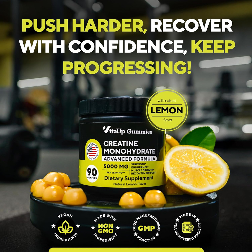 Creatine Monohydrate Gummies For Men & Women - Usa Made Monohydrate Creatine For Men 5000Mg Per Serving - Supports Energy Levels, Training Endurance & Muscle Performance - 90 Gummies