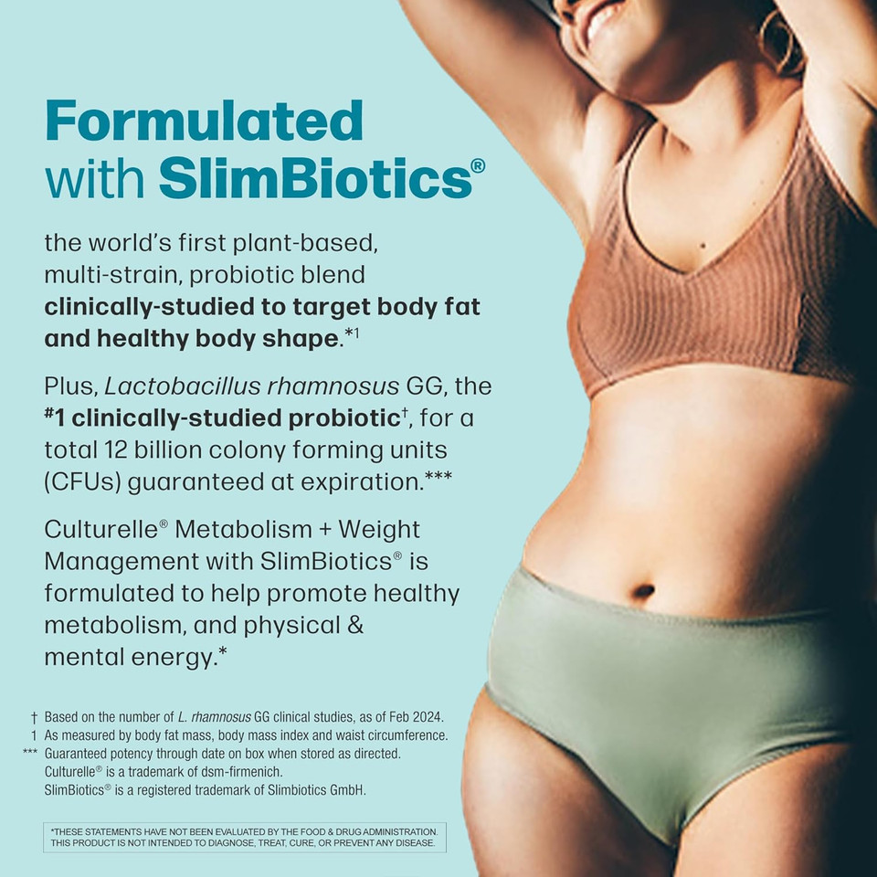 Culturelle Metabolism + Weight Management With Slimbiotics® Probiotic Capsules  30 Count  Helps Safely Manage Weight - Promotes Healthy Metabolism And Physical & Mental Energy