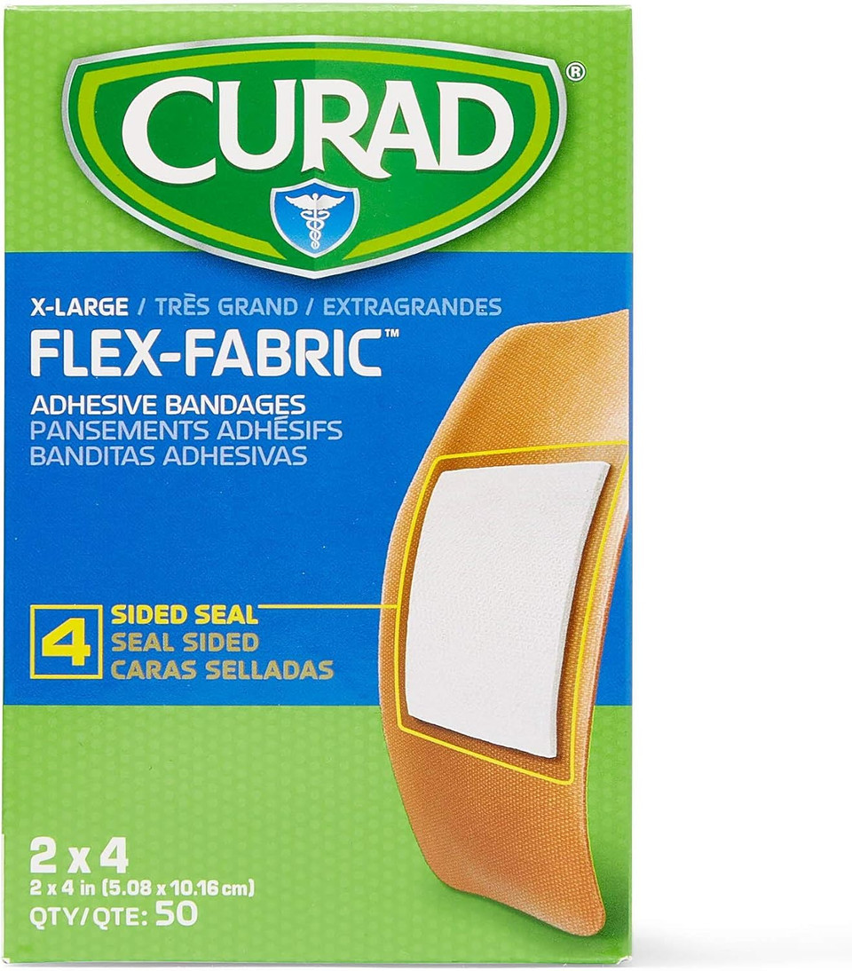 Curad Flex-Fabric Adhesive Bandages With Stretch To Conform To Wounds, 2 X 4 Inches, (50 Count)