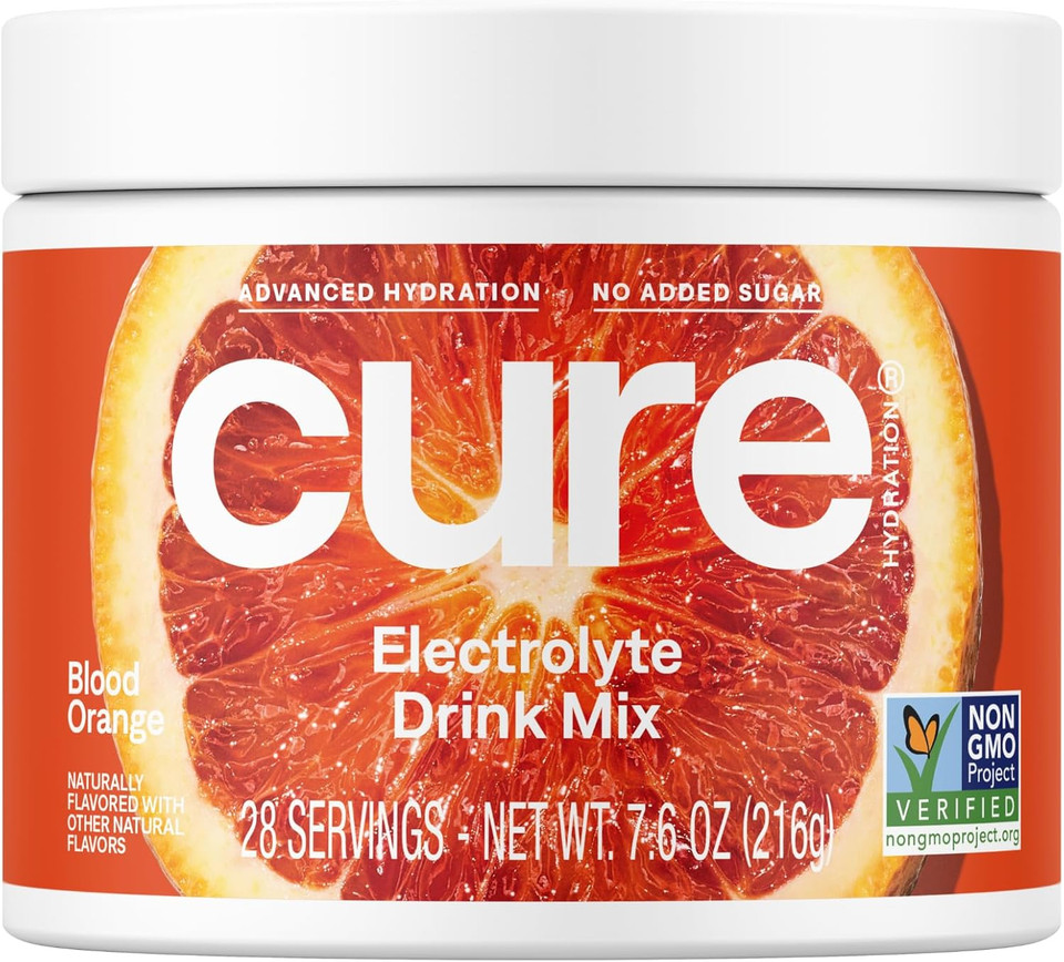 Cure Hydration | Plant-Based Electrolyte Drink Mix | No Added Sugar | Fsa & Hsa | Dehydration Relief Powder Made With Coconut Water | Non-Gmo | Vegan | 28 Servings Jar - Watermelon