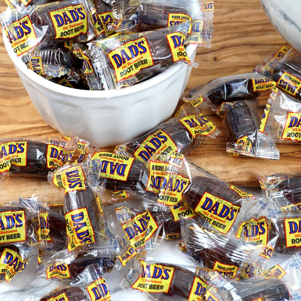 Dad'S Root Beer Barrels Hard Candy, 2Lb Bulk Bag (Approximately 100 Pcs), Old Fashioned Hard Candy, Individually Wrapped Bulk Candy, The Hampton Popcorn & Candy Company