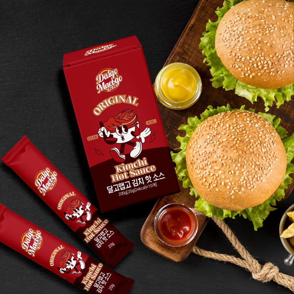 Dalgomaebgo Sweet & Spicy Kimchi Hot Sauce | Authentic Korean Flavor | 200G (20G X 10 Pcs) | Vegan & Low-Calorie | Perfect For Ramen, Burgers, Pasta & More