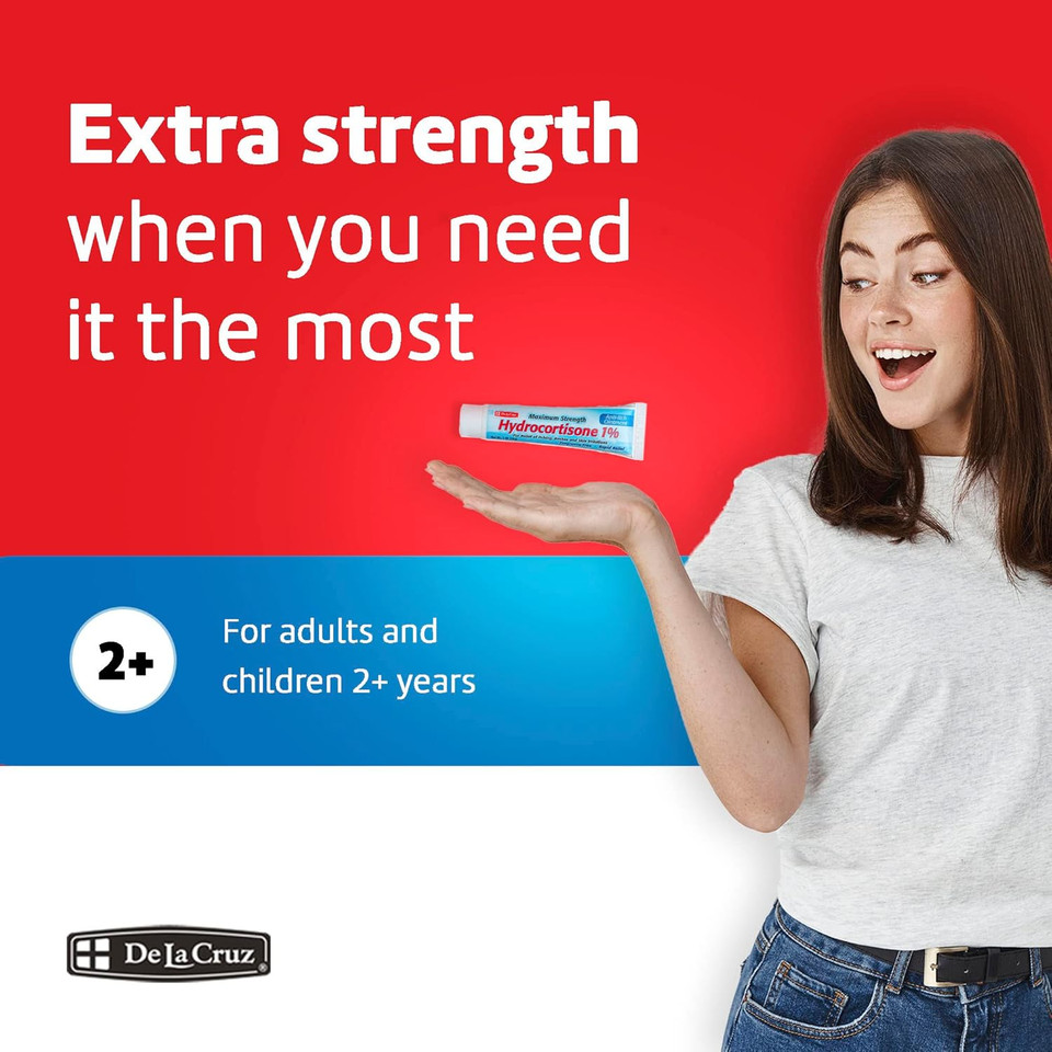 De La Cruz 1% Hydrocortisone Ointment - Maximum Strength - Topical Anti Itch Ointment - Dry Skin, Redness, Dermatitis, Eczema And Rashes - 1 Oz (28G)